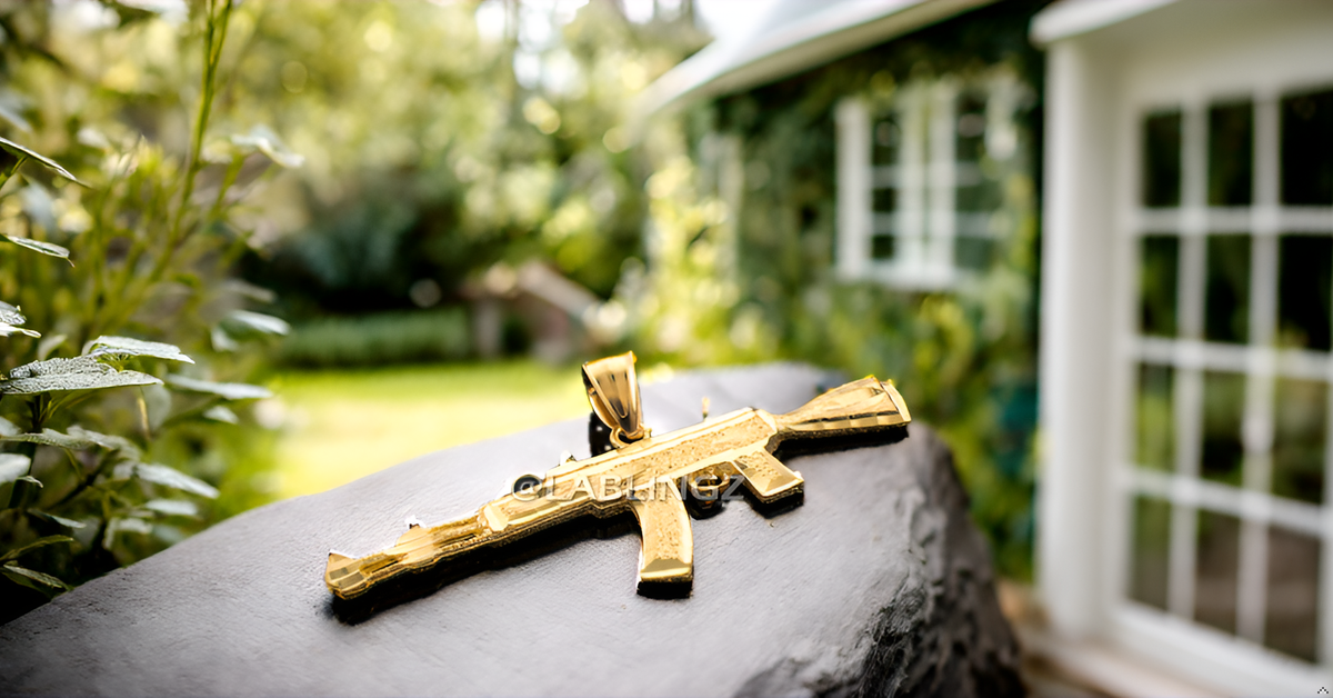 Solid Gold AK-47 Rifle Gun DC Pendant (yellow, white, rose gold, 10k, 14k)