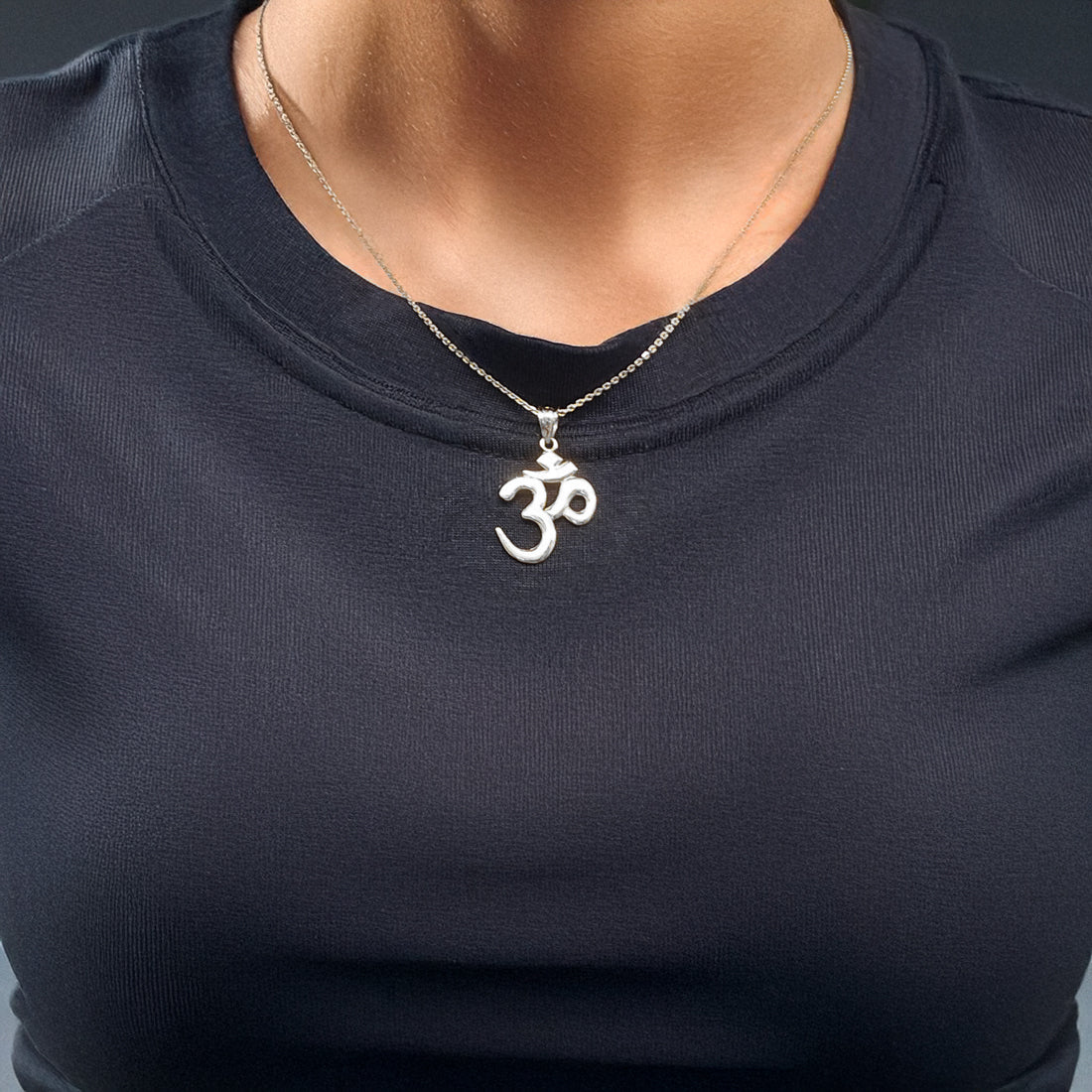 Gold Om Yoga Charm Pendant Necklace (yellow, white, rose gold)