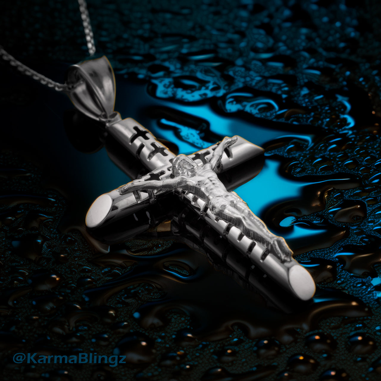 thumbnail image 2 of Sterling Silver Crucifix Cross Pendant Necklace – 925, UK Hallmarked, 18" Chain 2 of 5