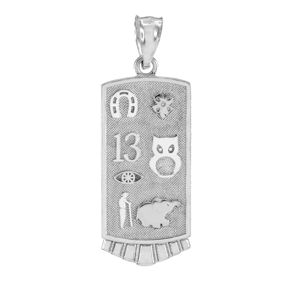 Sterling Silver Lucky Charm Good Luck Symbols Talisman Pendant Necklace