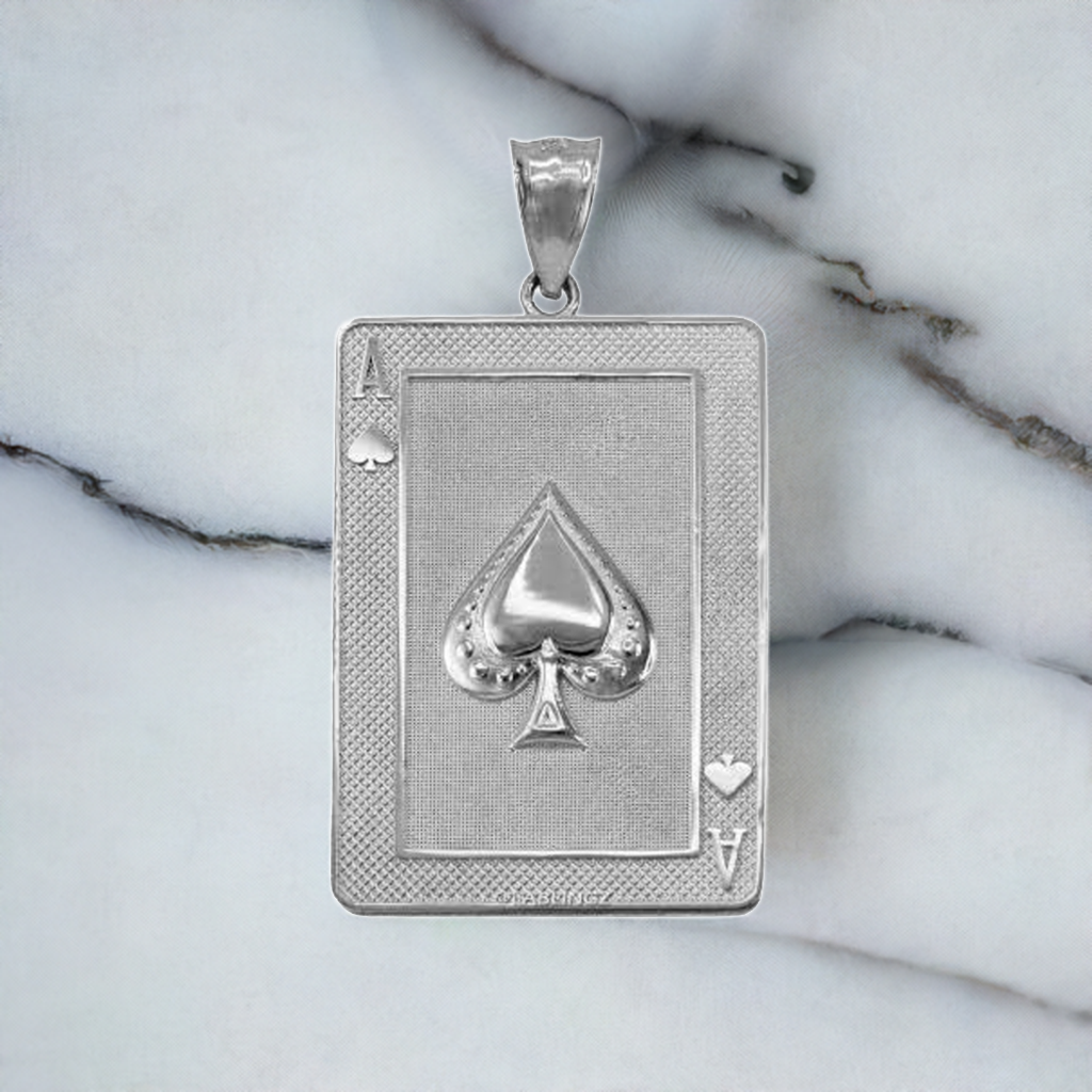 Sterling Silver Ace of Spades Poker Card Pendant