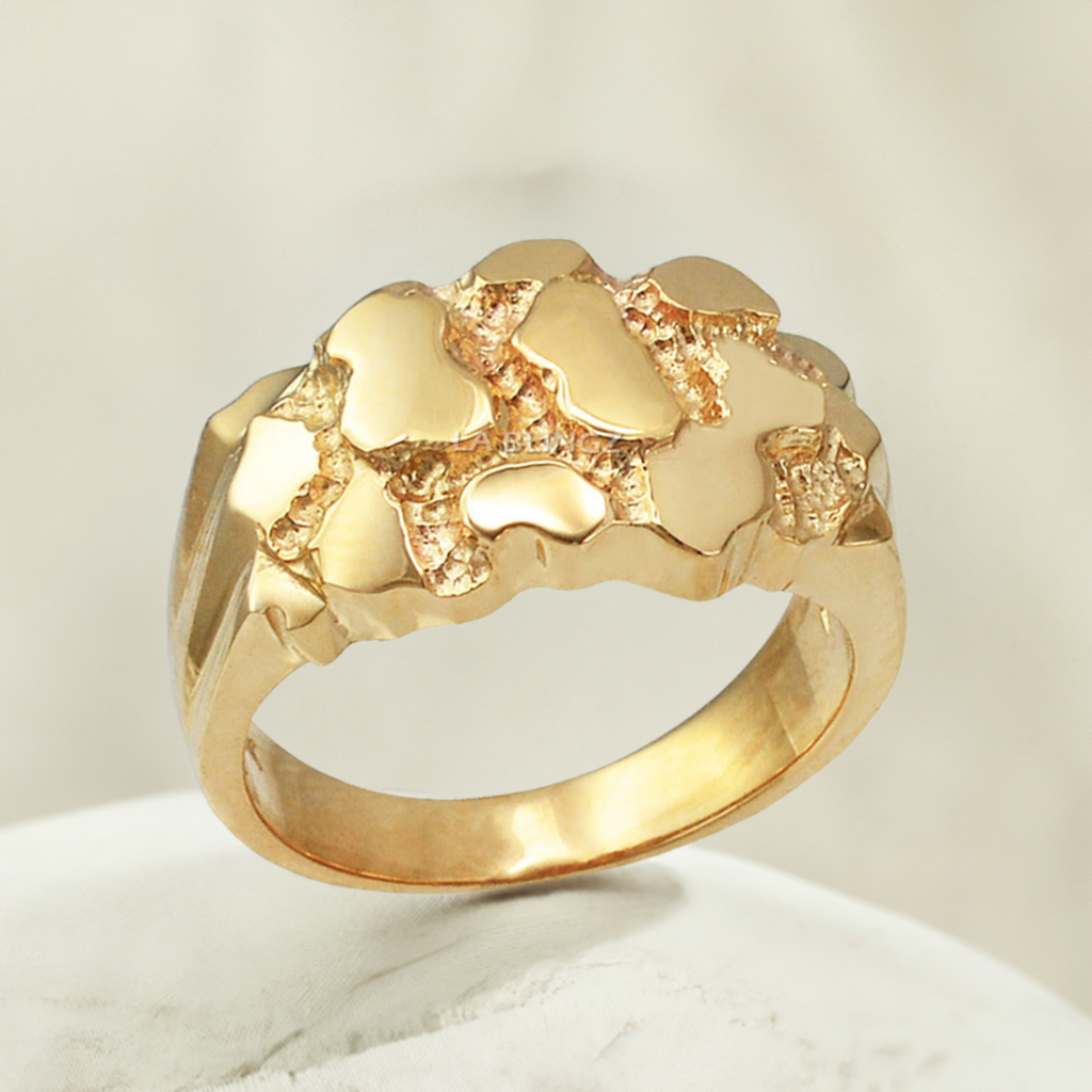Polished Yellow Gold Nugget Ring
