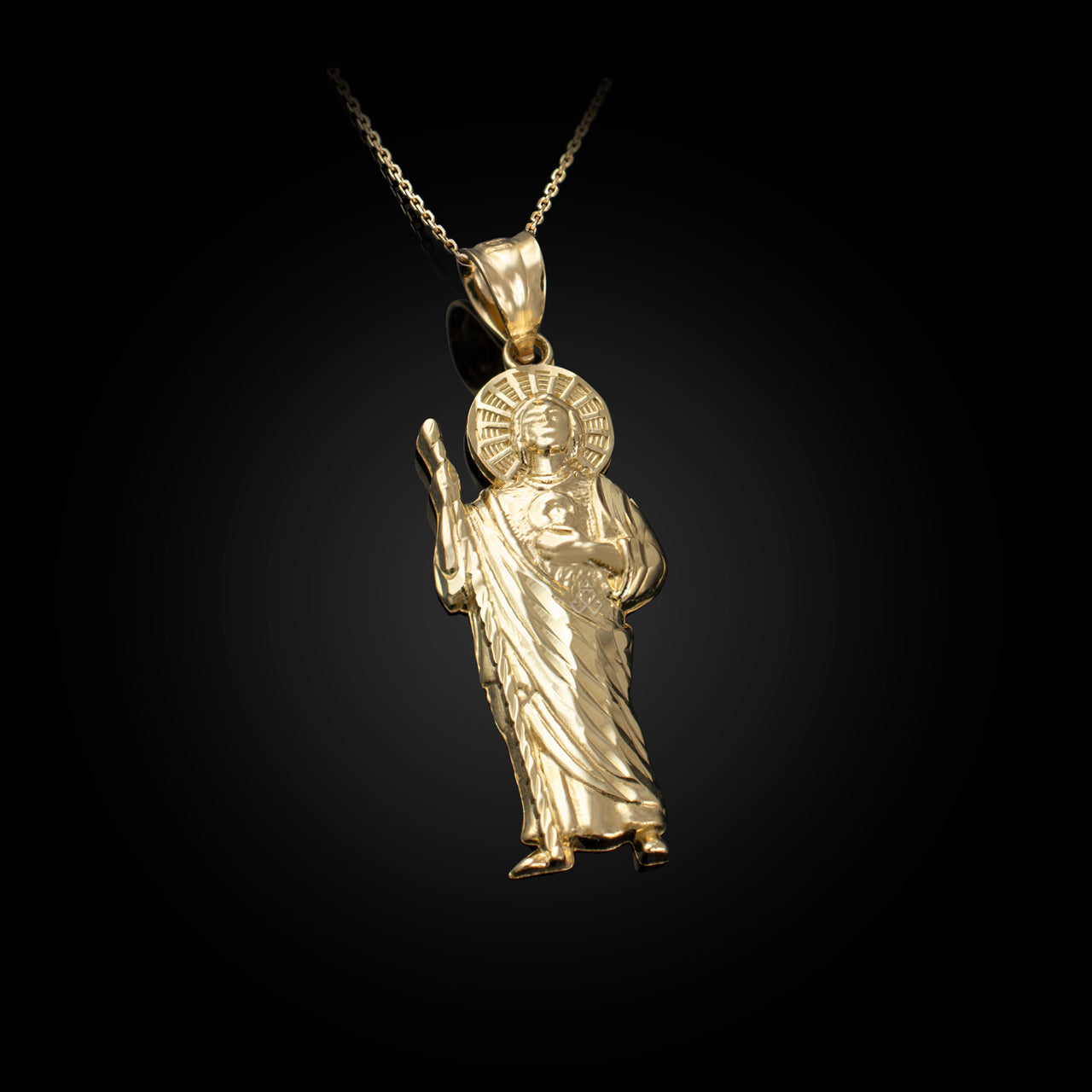 Gold St. Jude Sparkle-Cut Pendant Necklace