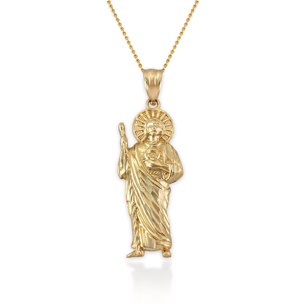 Gold St. Jude Sparkle-Cut Pendant Necklace