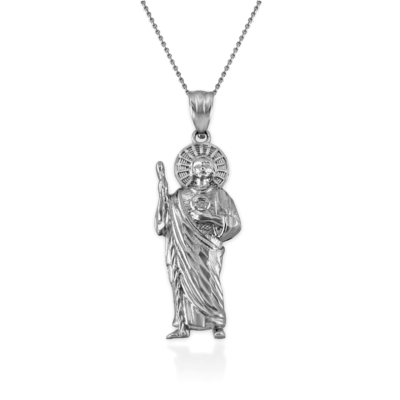 Gold St. Jude Sparkle-Cut Pendant Necklace