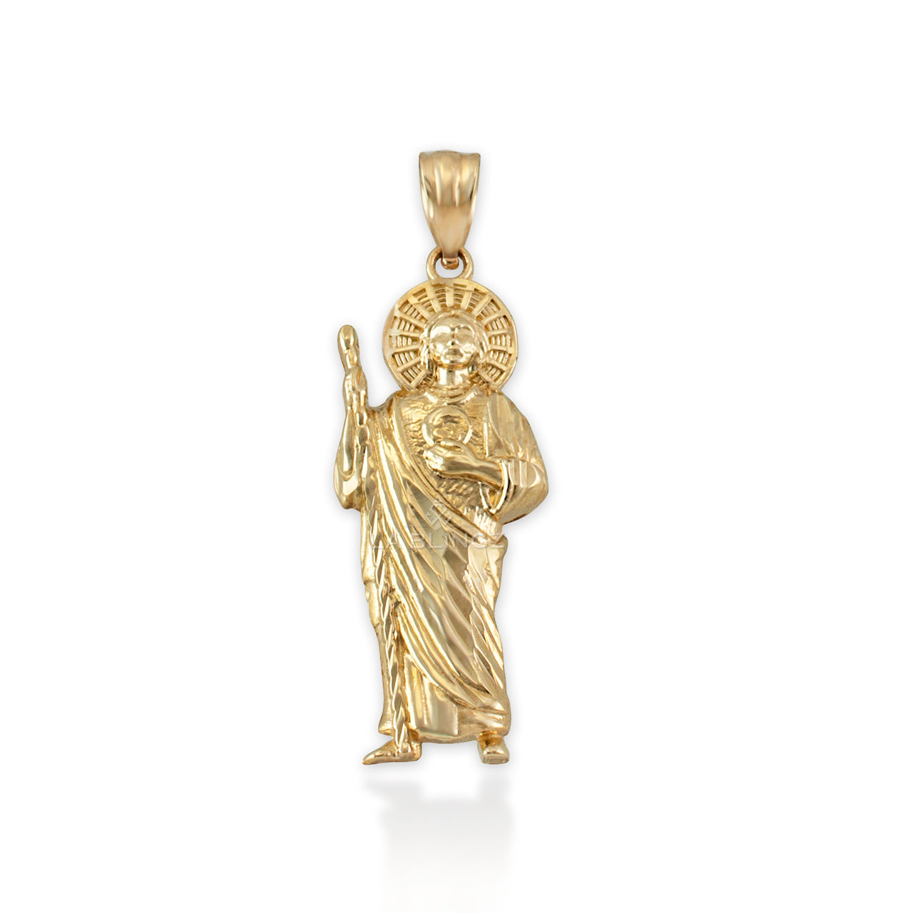 Gold St. Jude Sparkle-Cut Pendant Necklace