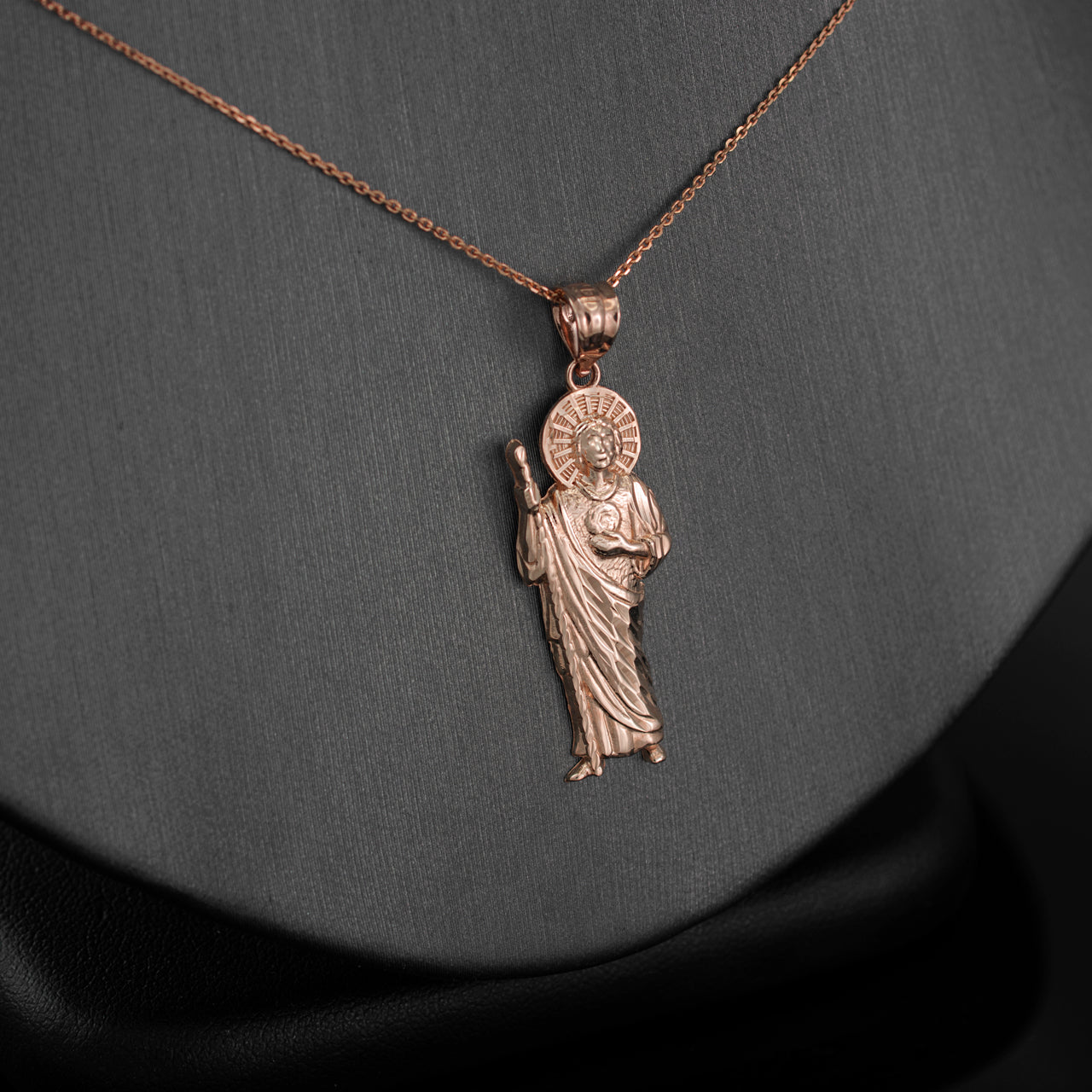 Gold St. Jude Sparkle-Cut Pendant Necklace