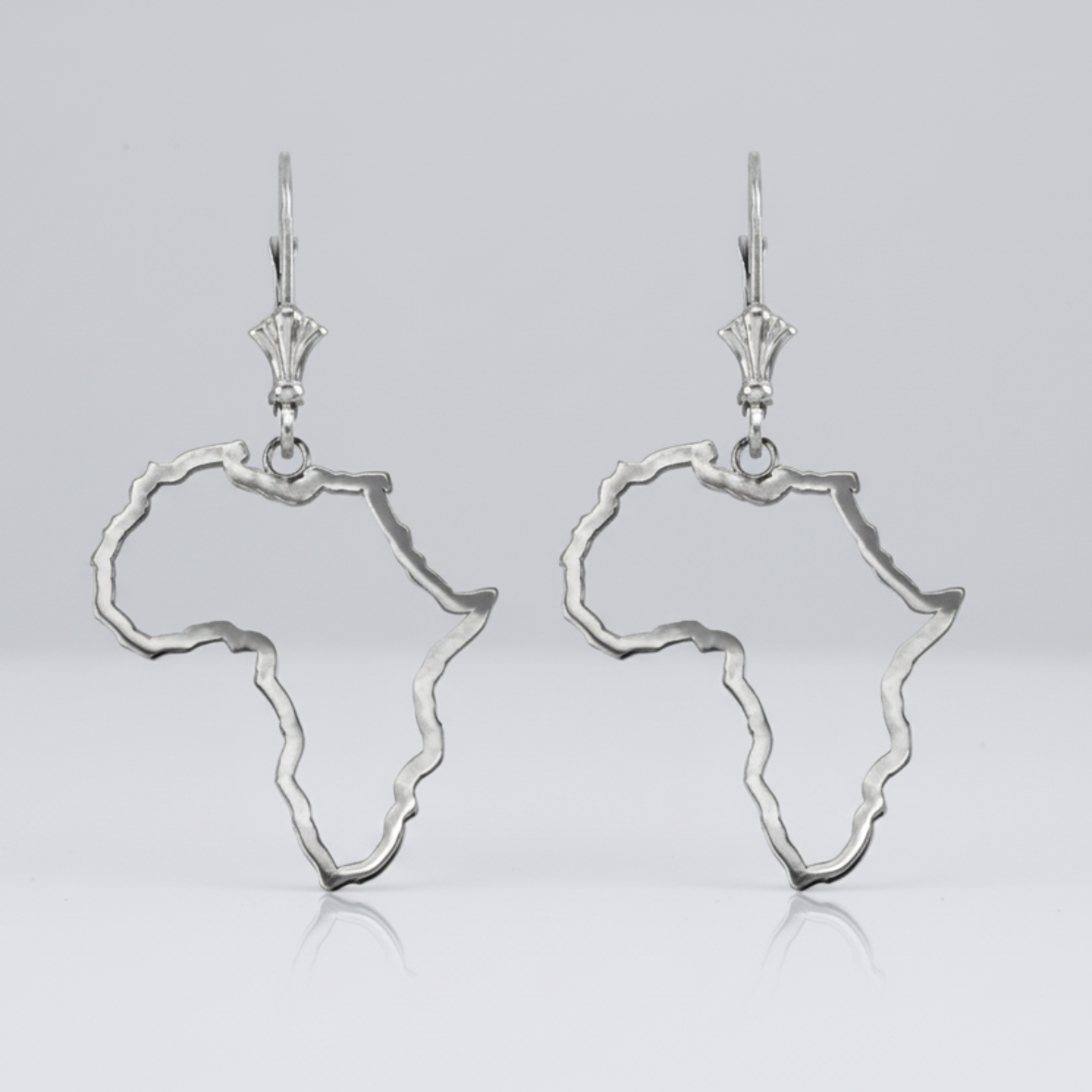 Sterling Silver Africa Map Open Design Earrings
