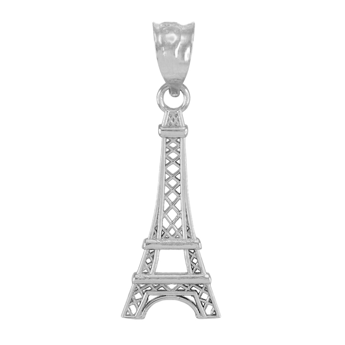 Gold Paris Eiffel Tower Charm Necklace (yellow, white, rose gold, 10k, 14k)