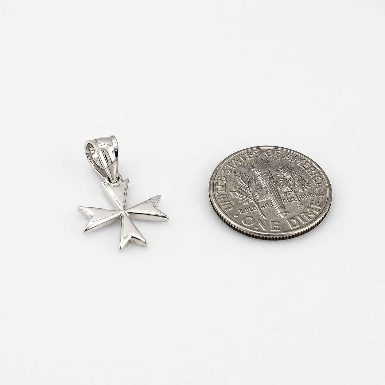 Sterling Silver Maltese Cross Womens Tiny Charm Necklace