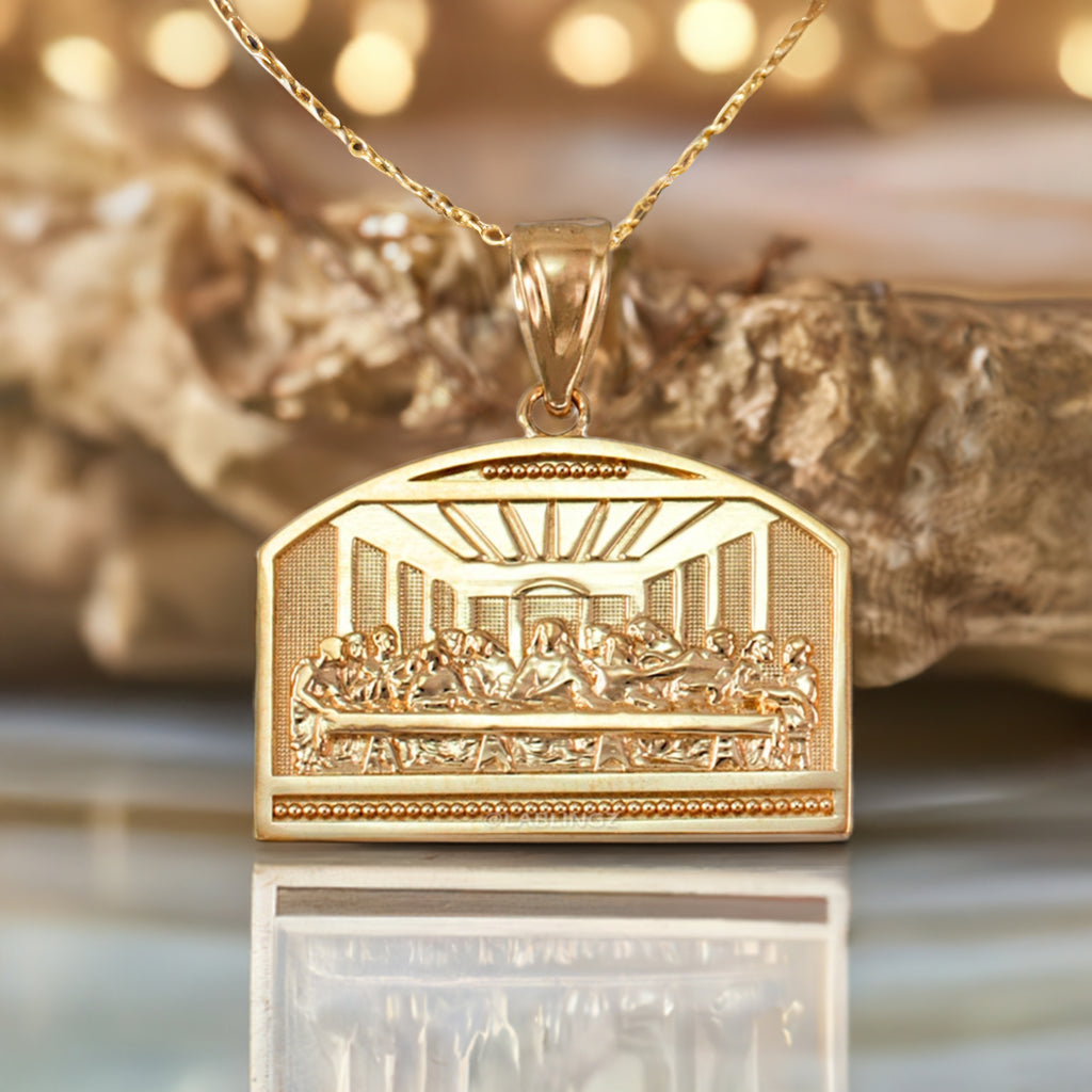 Gold Last Supper Pendant Necklace (10K, 14K, yellow, white, rose gold)