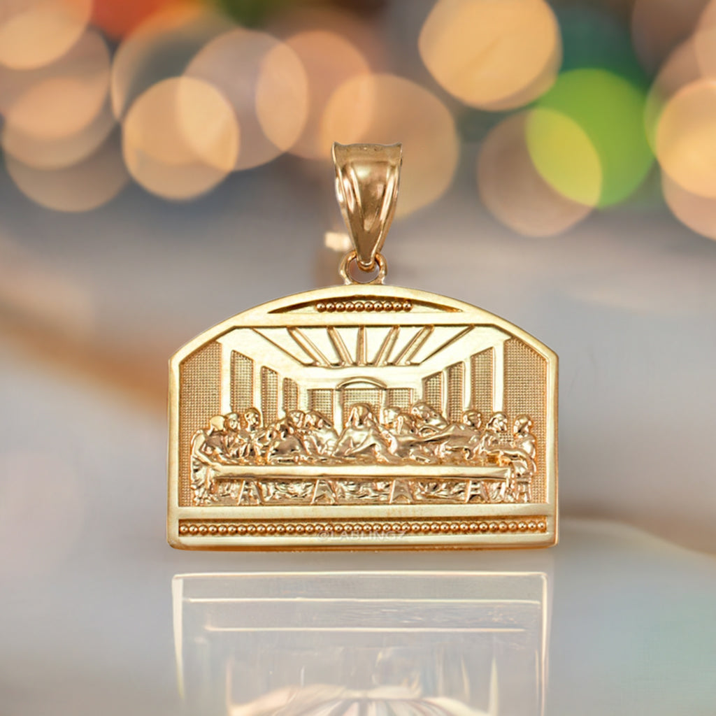 Gold Last Supper Pendant Necklace (10K, 14K, yellow, white, rose gold)