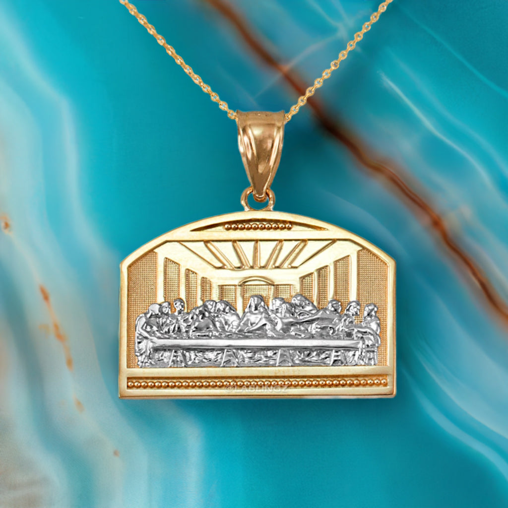 Gold Last Supper Pendant Necklace (10K, 14K, yellow, white, rose gold)
