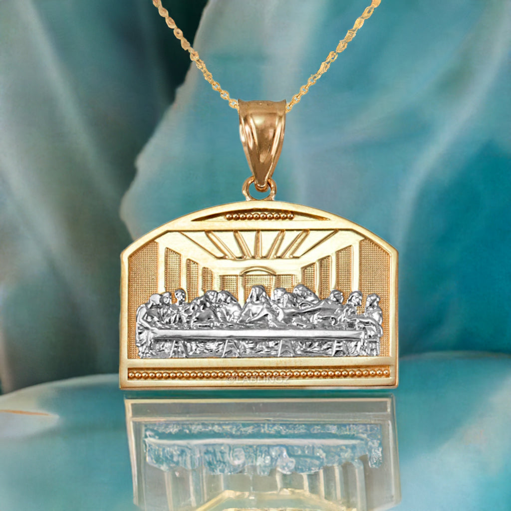 Gold Last Supper Pendant Necklace (10K, 14K, yellow, white, rose gold)
