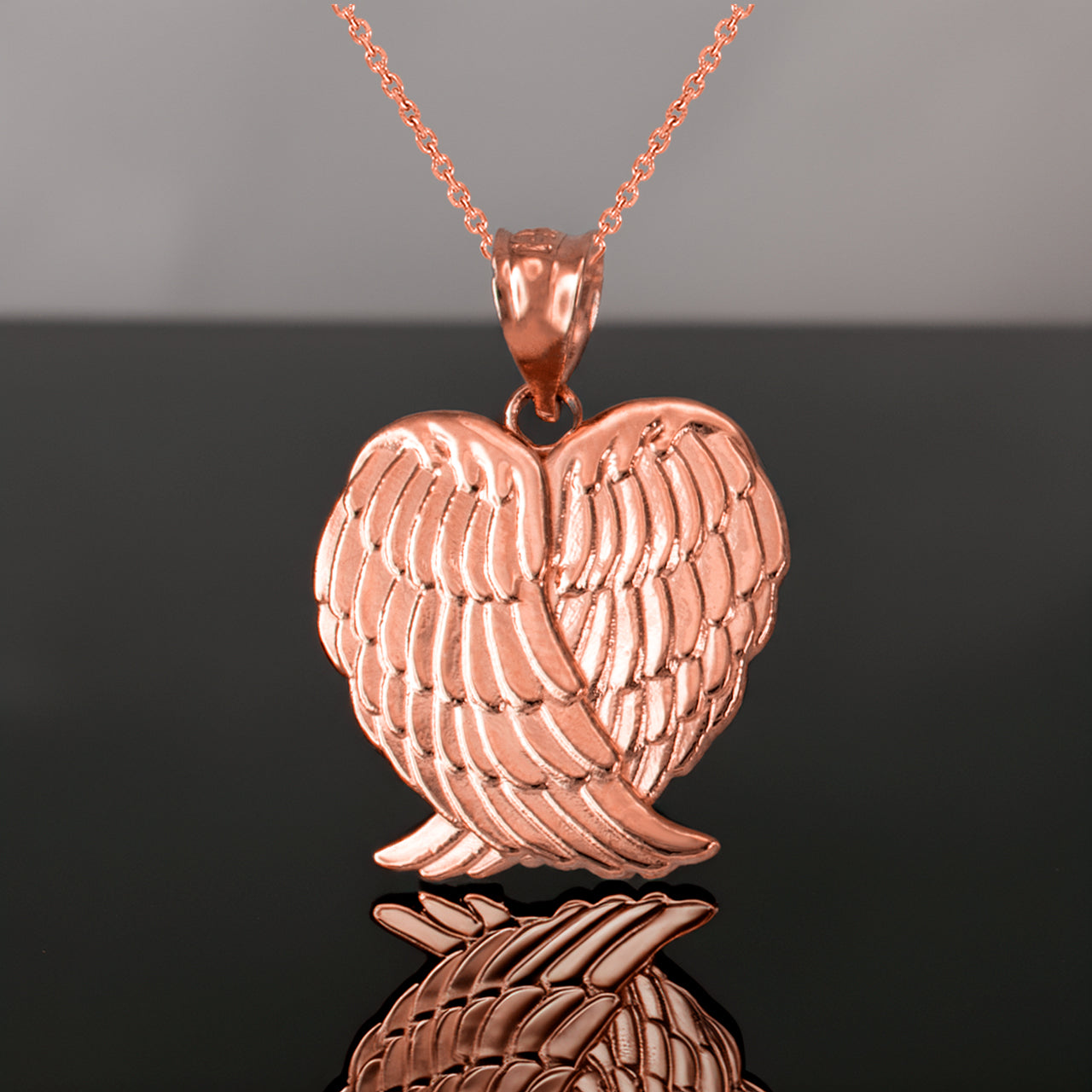 Gold Angel Wings Pendant Necklace (yellow, white, rose gold, 10k, 14k)