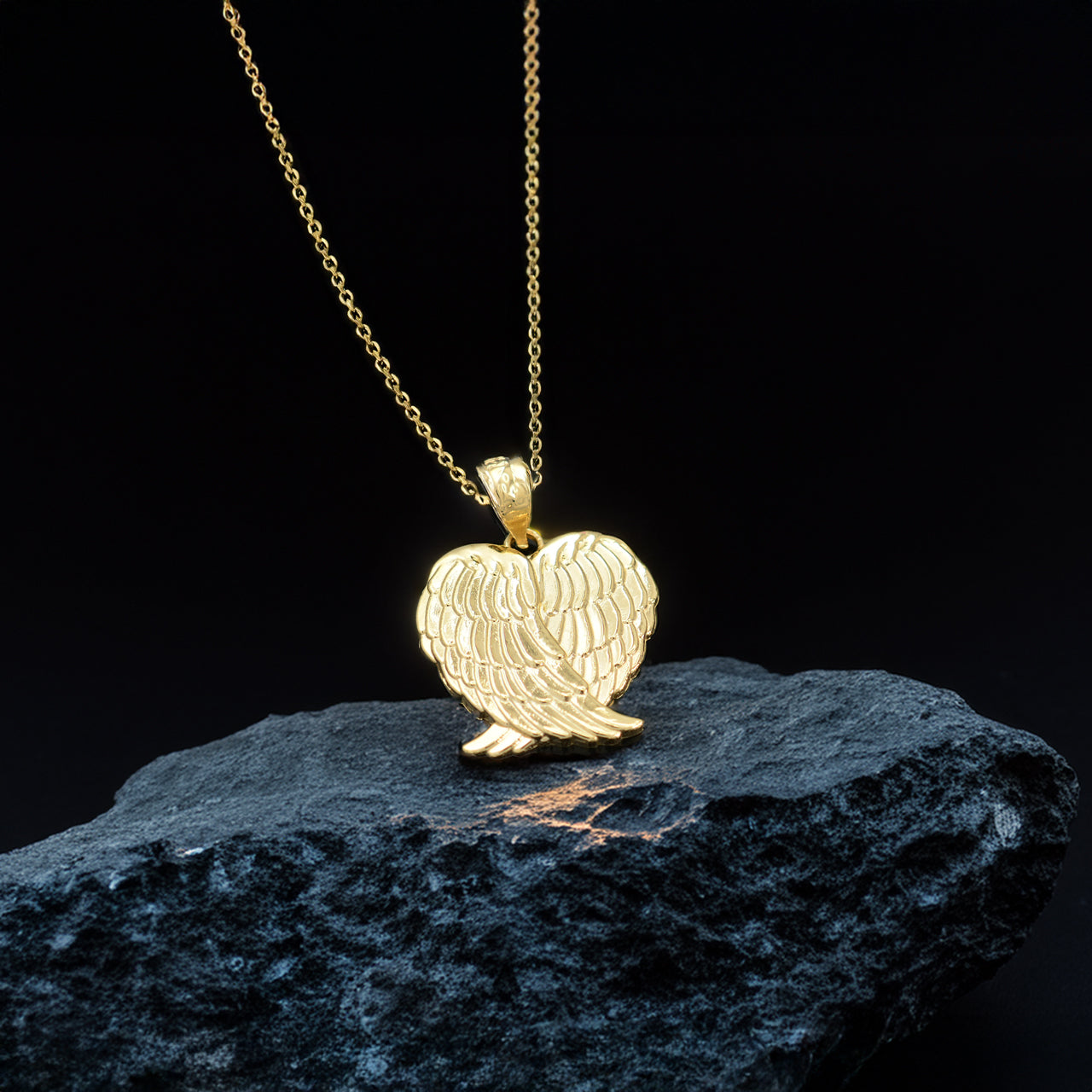 Gold Angel Wings Pendant Necklace in 10K/14K Yellow Gold