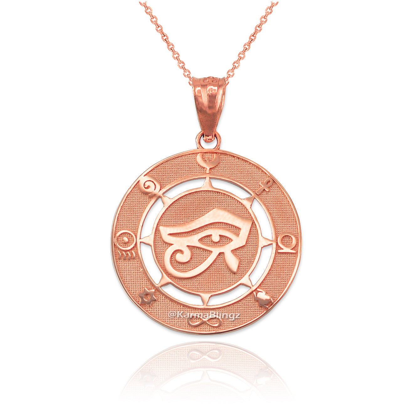 Egyptian Eye of Horus Gold Pendant Necklace Good Luck and Protection Amulet