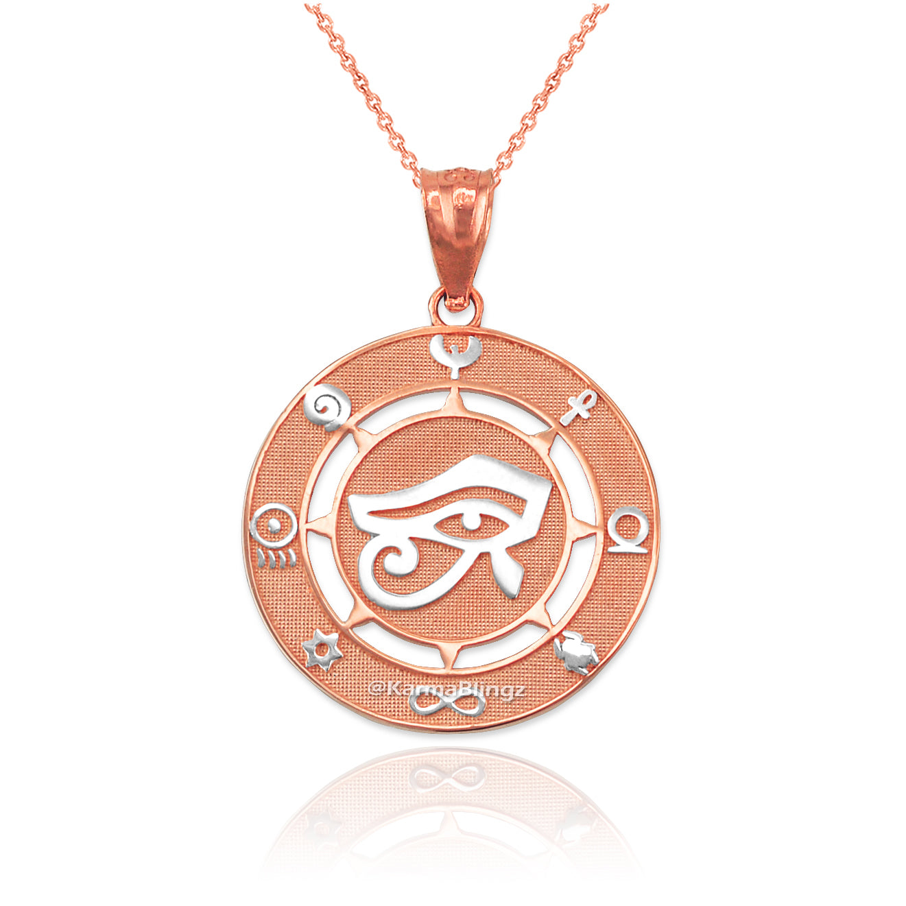 Egyptian Eye of Horus Gold Pendant Necklace Good Luck and Protection Amulet