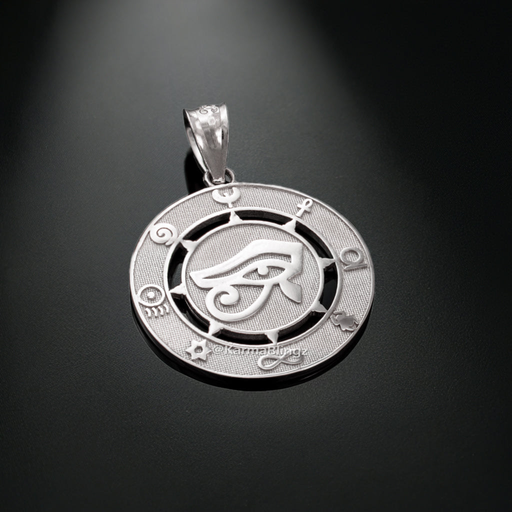 Egyptian Eye of Horus Gold Pendant Necklace Good Luck and Protection Amulet