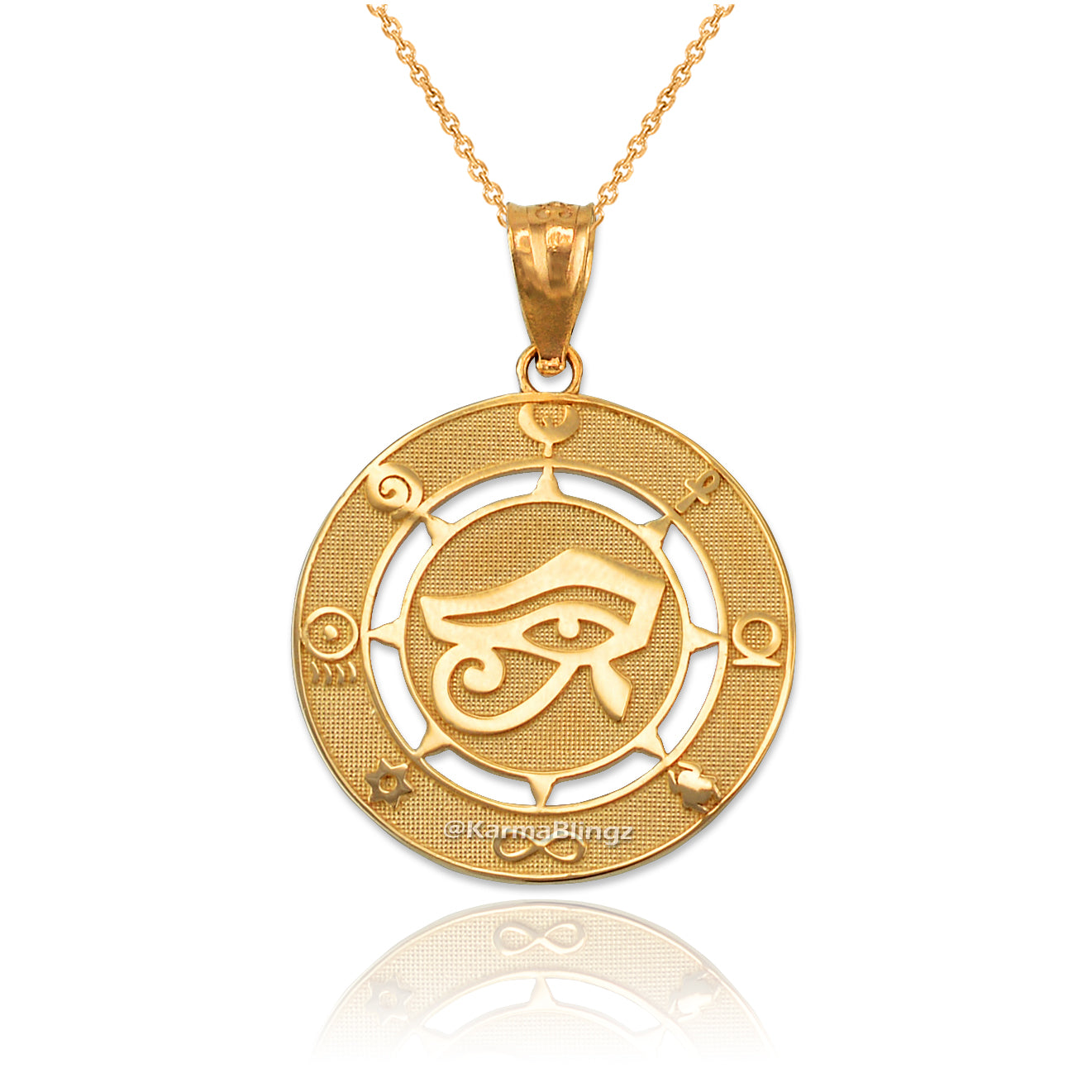 Egyptian Eye of Horus Gold Pendant Necklace Good Luck and Protection Amulet