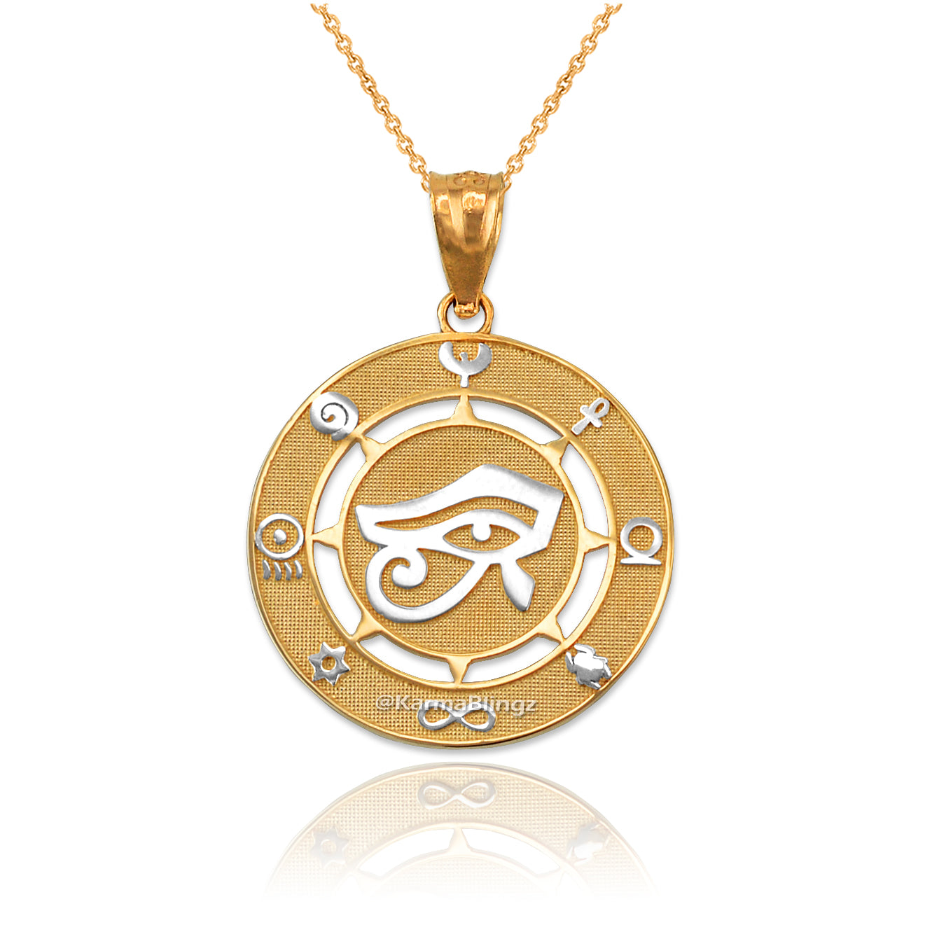 Egyptian Eye of Horus Gold Pendant Necklace Good Luck and Protection Amulet