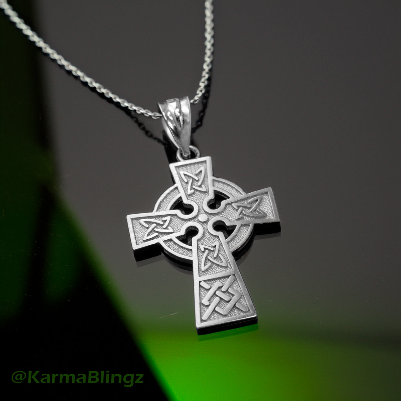 Sterling Silver Celtic Cross Charm Necklace