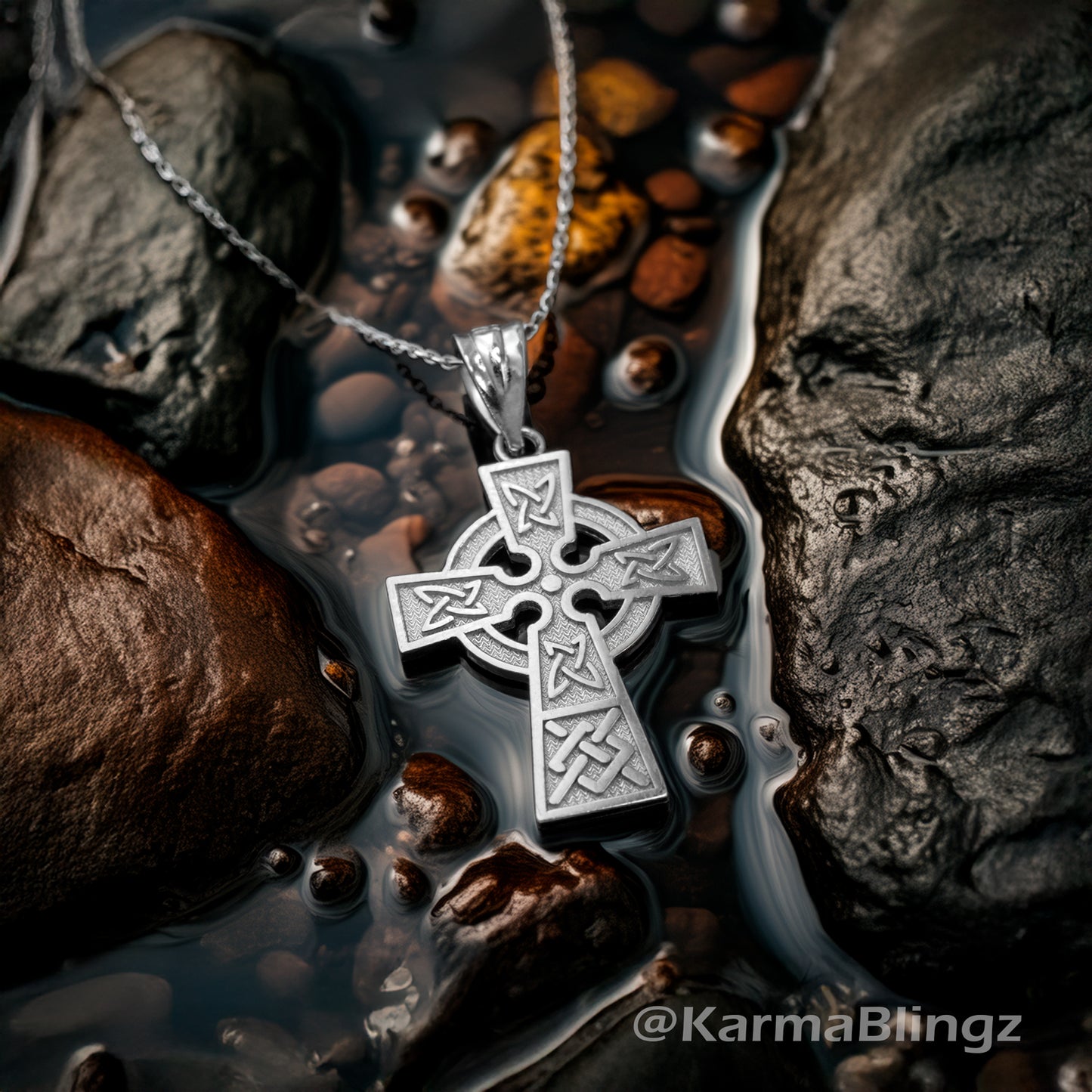 Sterling Silver Celtic Cross Charm Necklace