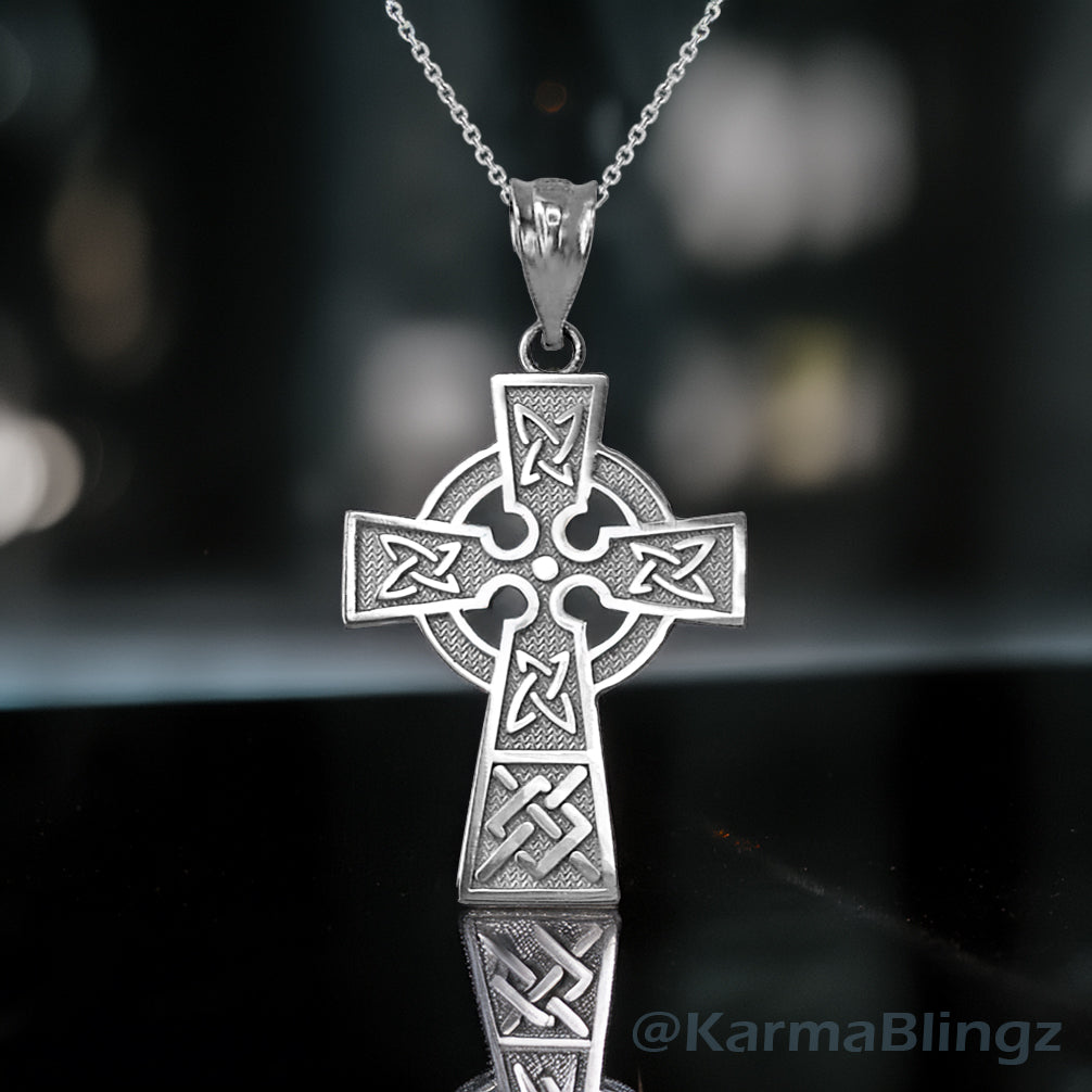 Sterling Silver Celtic Cross Charm Necklace