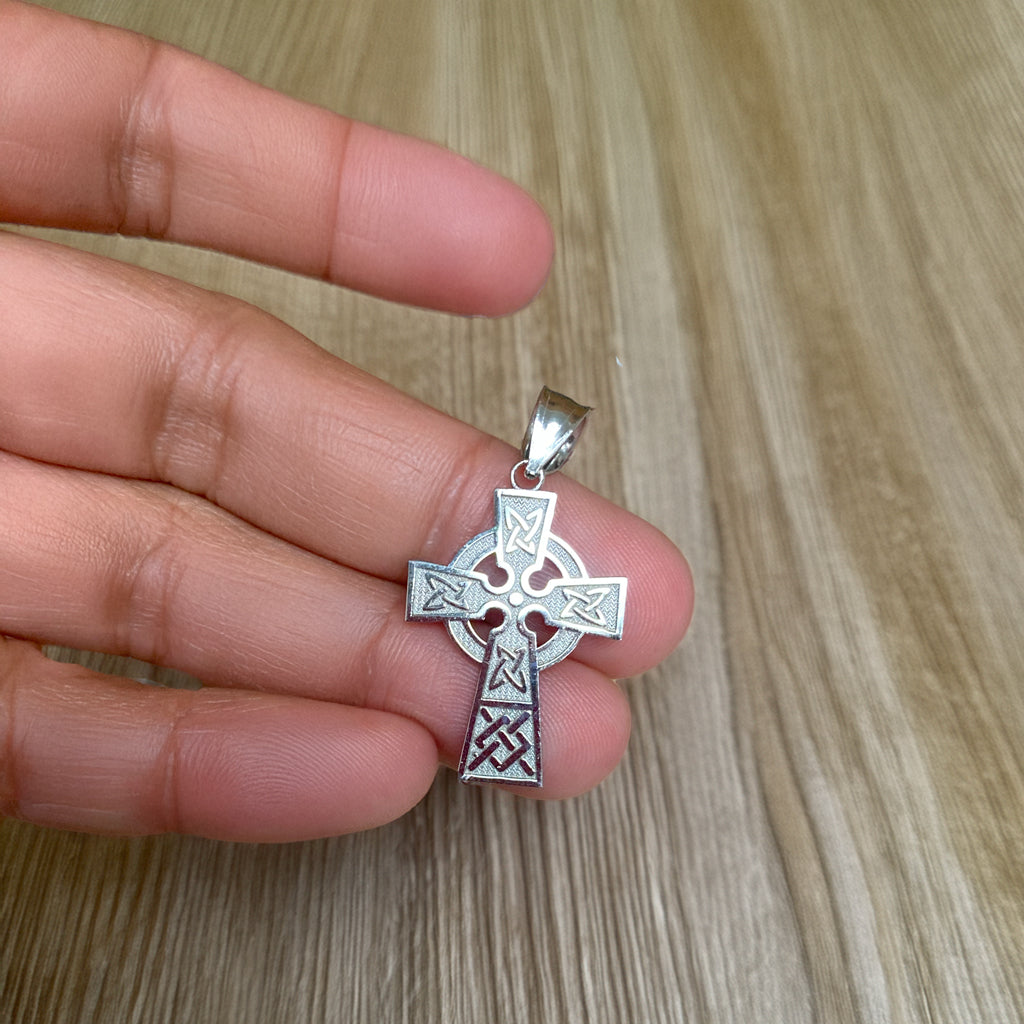 Sterling Silver Celtic Cross Charm Necklace