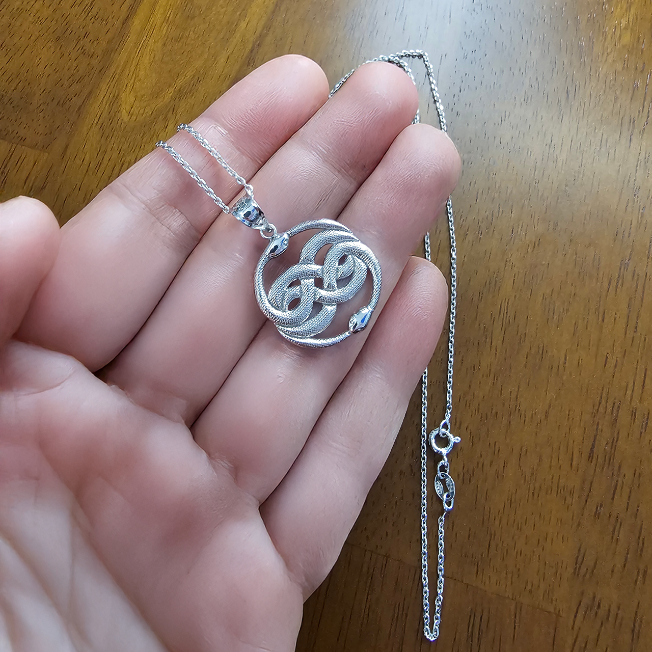 Gold Double Infinity Ouroboros Snakes Pendant Necklace (yellow, white, rose gold, 10k, 14k)