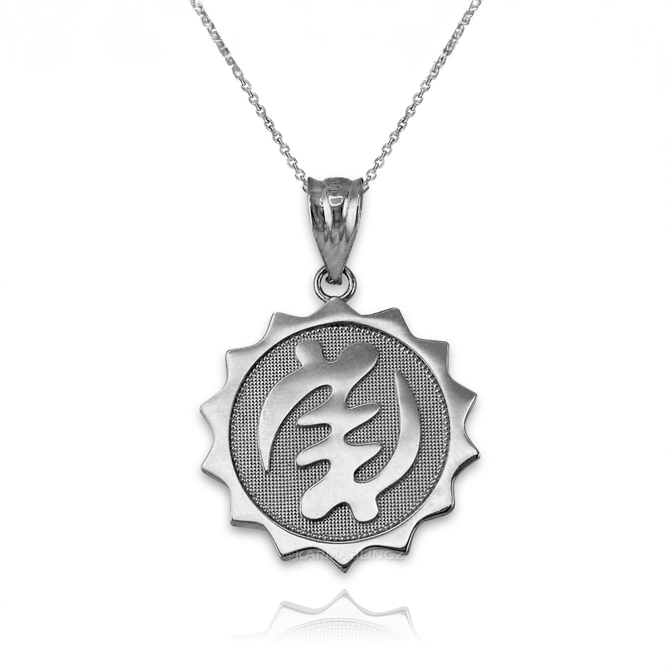 Sterling Silver African Adinkra Gye Nyame Pendant Necklace