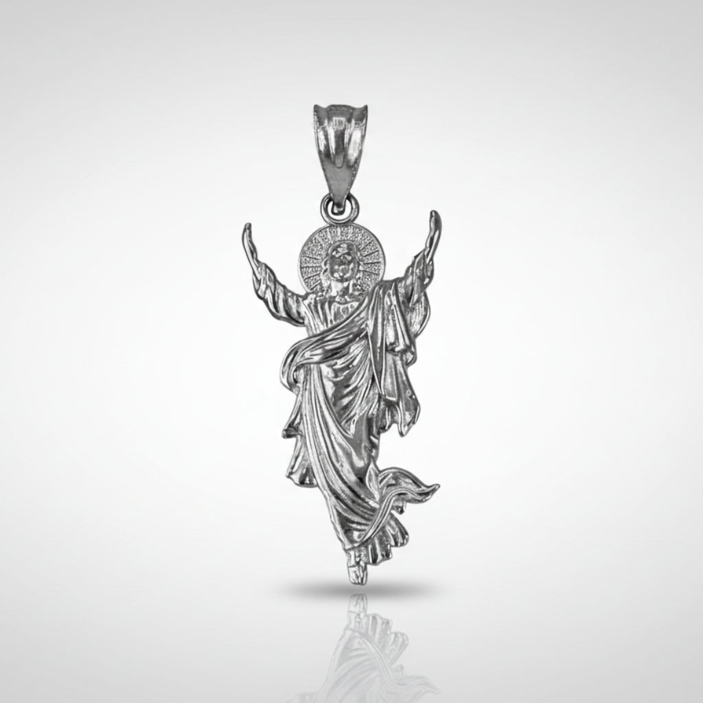 Resurrection of Jesus Christ White Gold Pendant