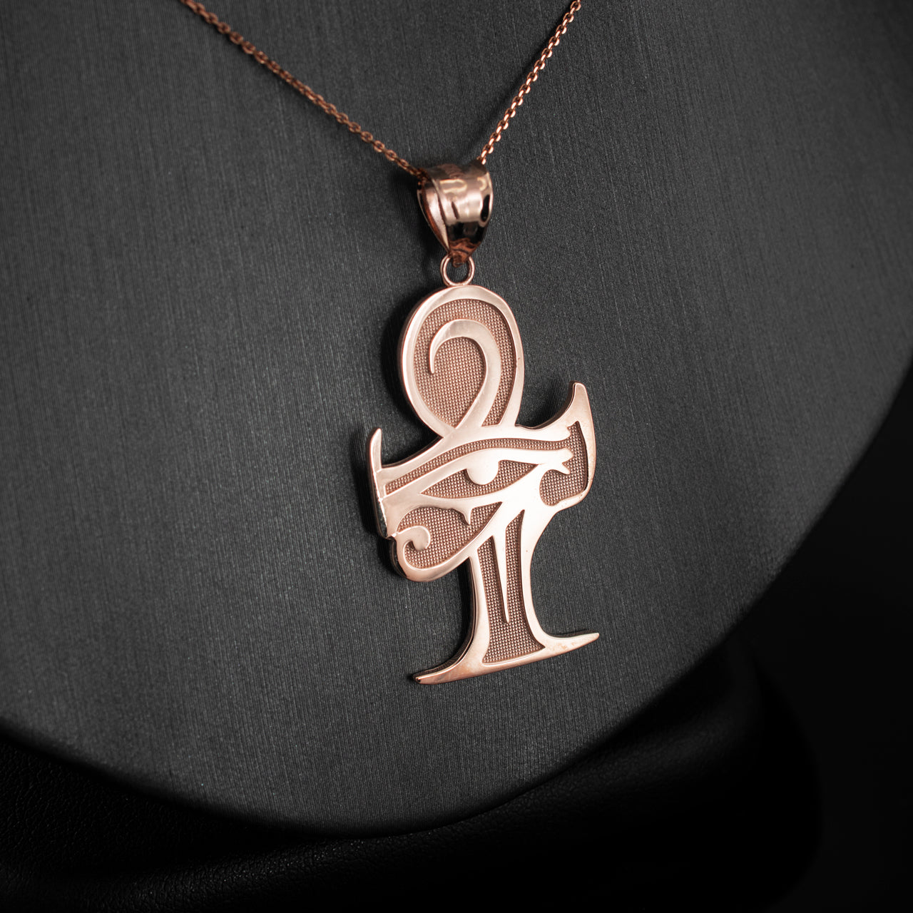 Gold Egyptian Eye Of Horus Ankh Pendant Necklace