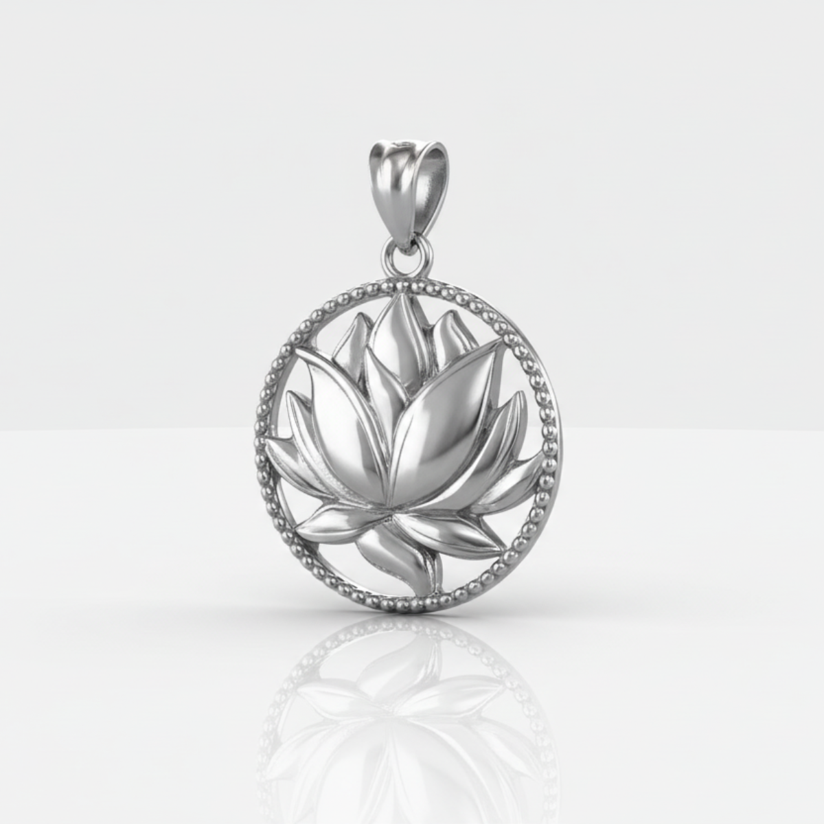 Gold Lotus Flower in Circle Yoga Pendant Necklace (yellow/white/rose)