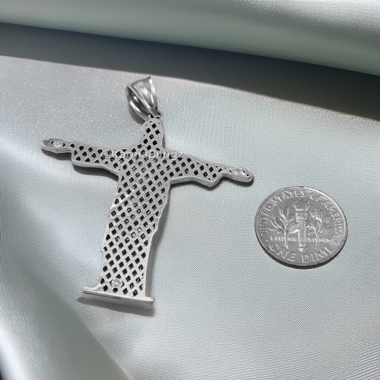 Sterling Silver Jesus Christ The Redeemer Cross Brazil Rio Statue Pendant