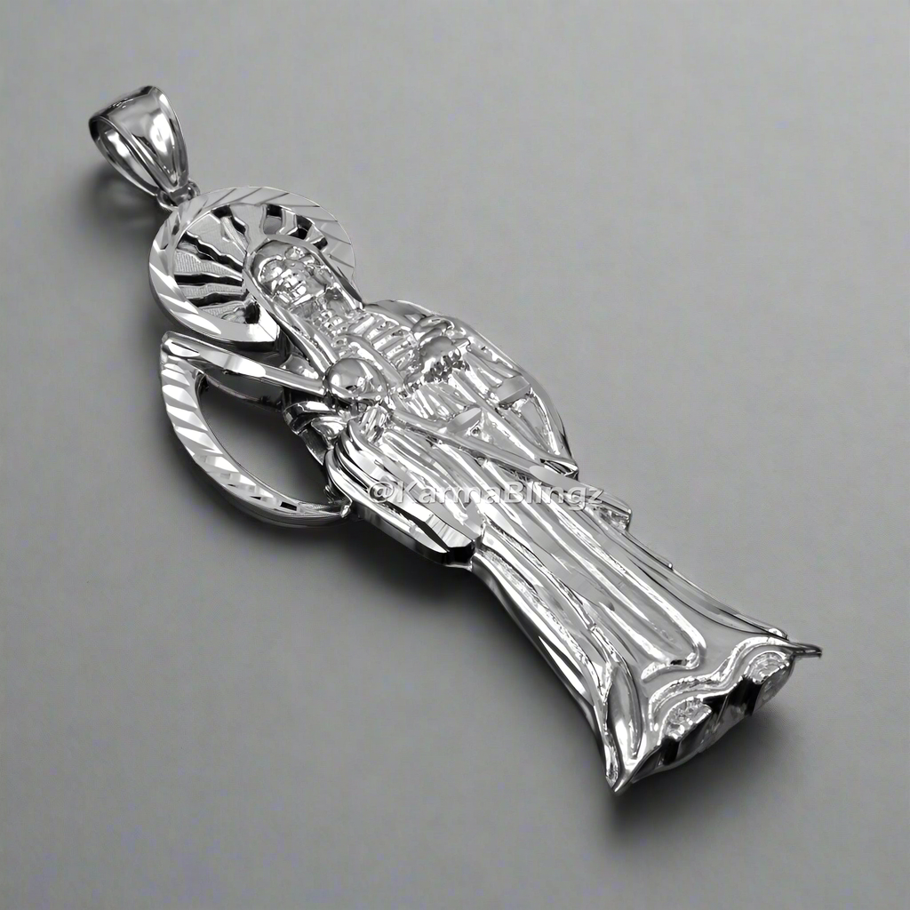 Gold Santa Muerte DC Pendant (yellow, white, rose gold, 10k, 14k)