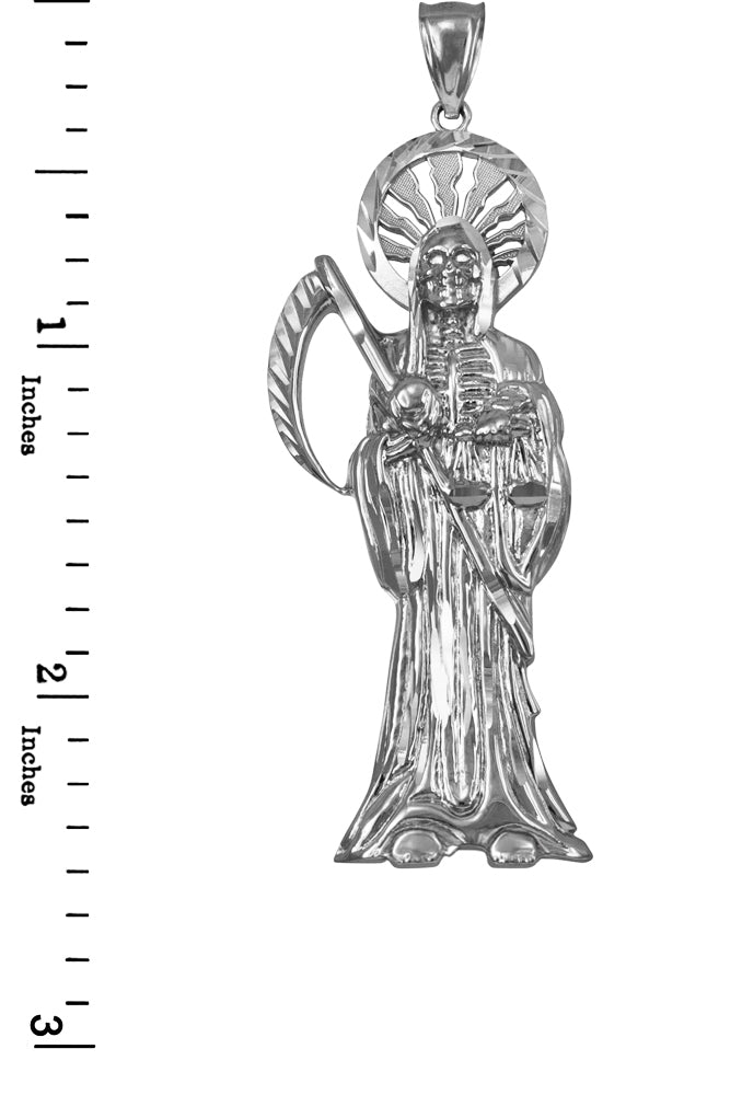 Gold Santa Muerte DC Pendant (yellow, white, rose gold, 10k, 14k)