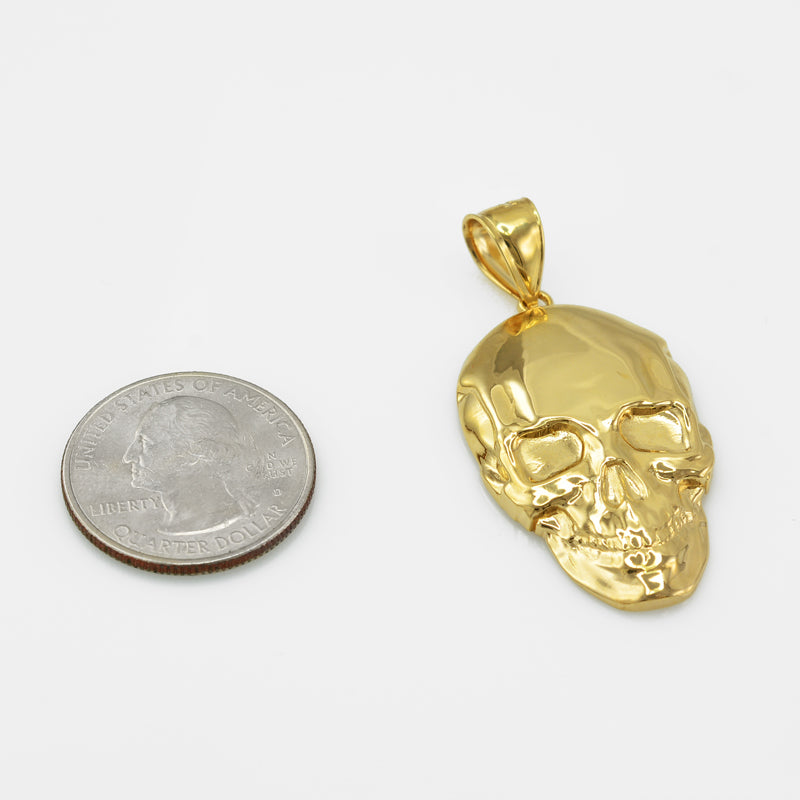 Polished Gold Skull Head Pendant (yellow, white, rose gold, 10K, 14K)