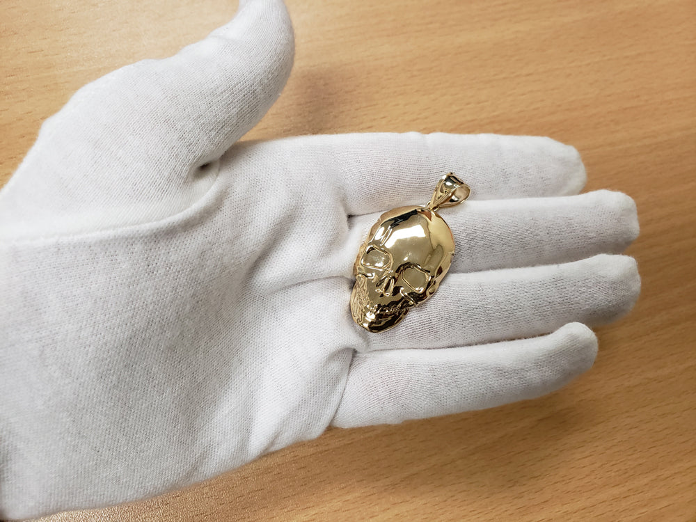 Polished Gold Skull Head Pendant (yellow, white, rose gold, 10K, 14K)
