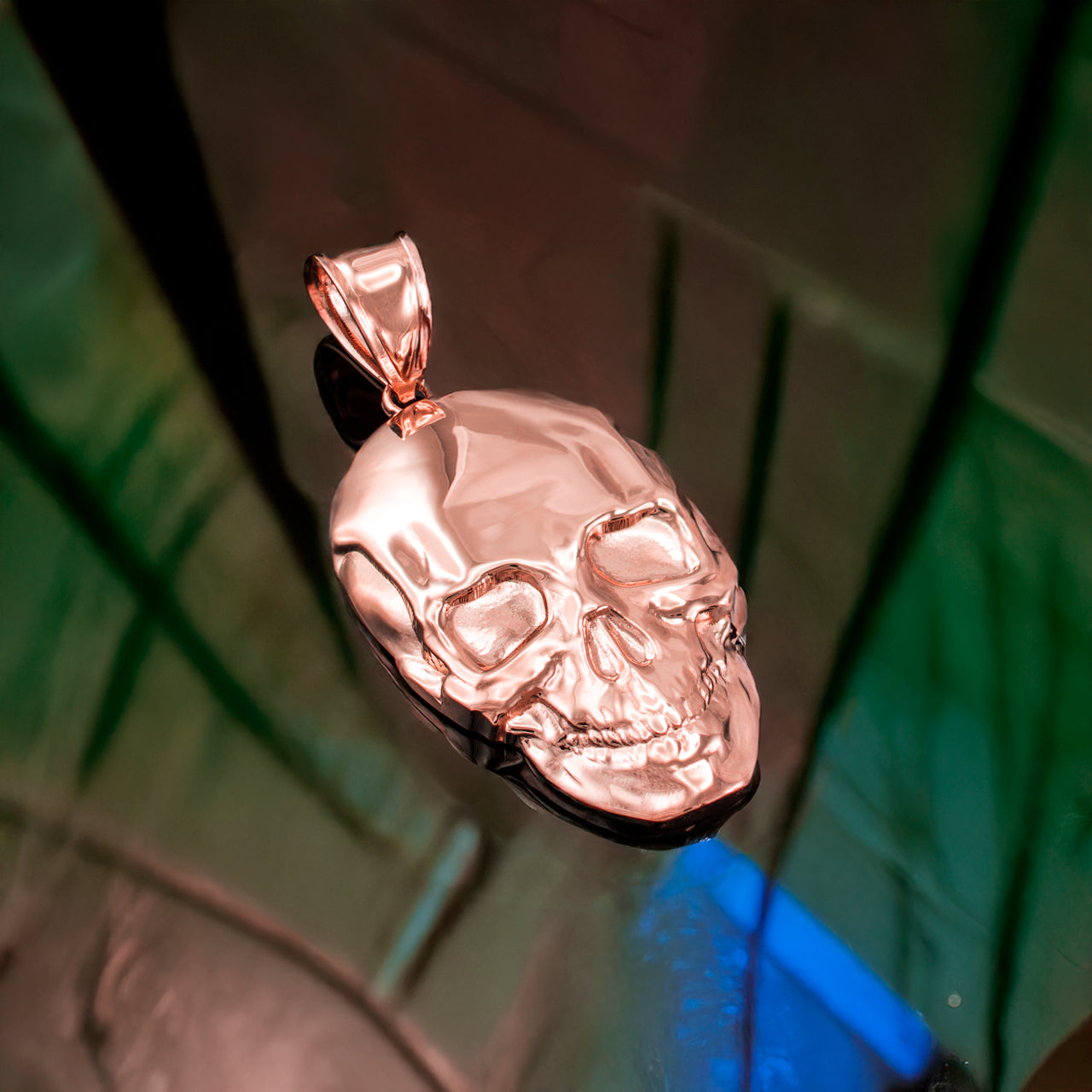 Polished Gold Skull Head Pendant (yellow, white, rose gold, 10K, 14K)