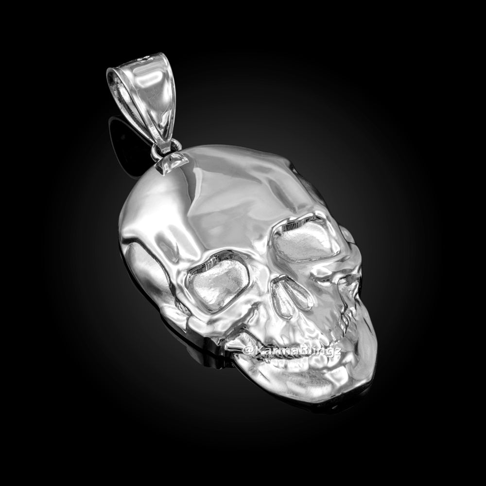 Polished Gold Skull Head Pendant (yellow, white, rose gold, 10K, 14K)
