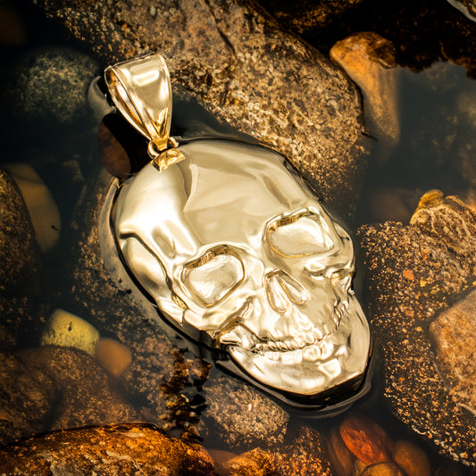 Polished Gold Skull Head Pendant (yellow, white, rose gold, 10K, 14K)