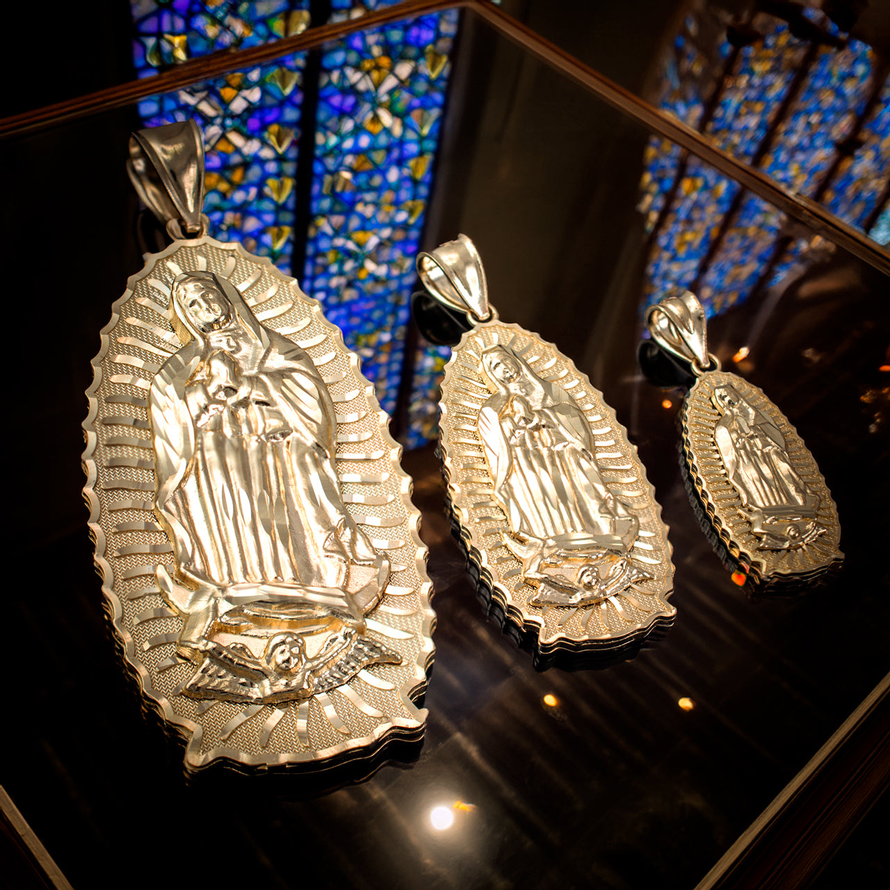 Gold Our Lady of Guadalupe Virgin Mary Pendant 10K 14K, 3 Sizes
