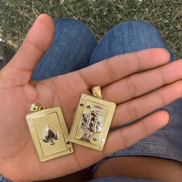 Gold King of Spades Poker Card Pendant | 10K & 14K | Yellow, White, Rose, Two-Tone