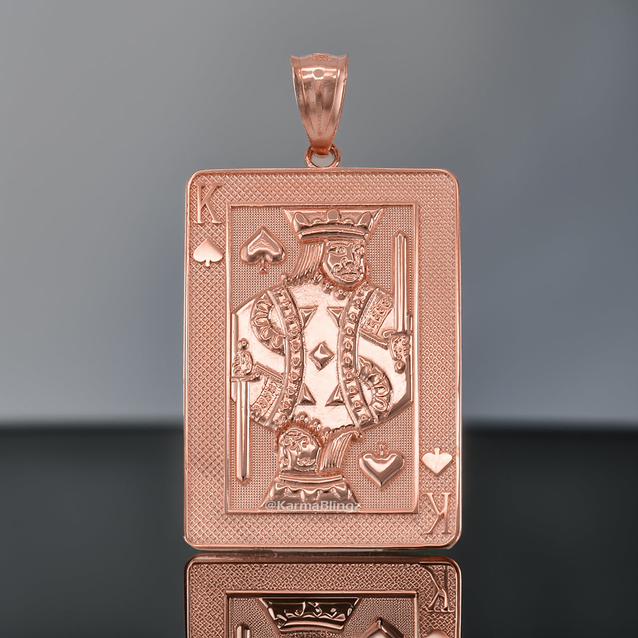 Gold King of Spades Poker Card Pendant | 10K & 14K | Yellow, White, Rose, Two-Tone