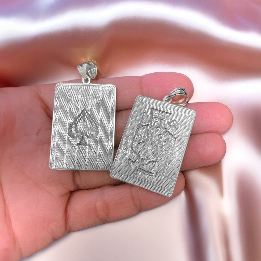 Sterling Silver King of Spades Poker Card Pendant