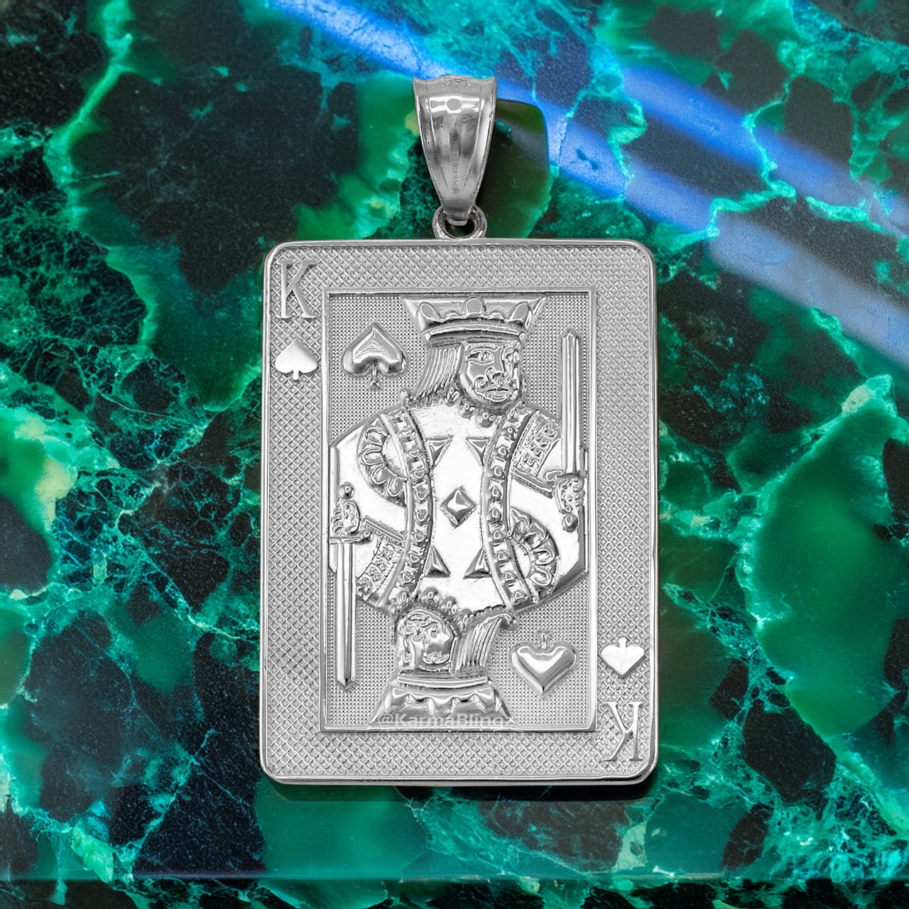 Sterling Silver King of Spades Poker Card Pendant