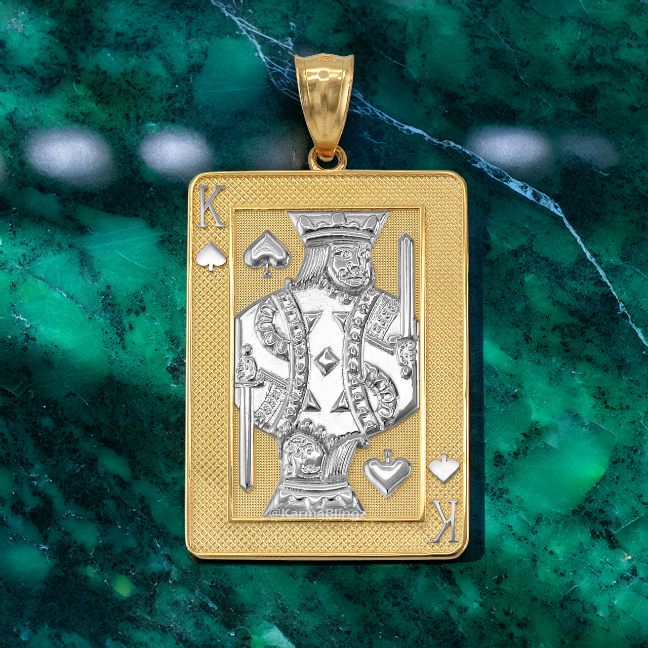 Gold King of Spades Poker Card Pendant | 10K & 14K | Yellow, White, Rose, Two-Tone
