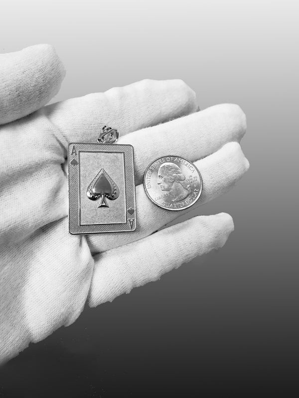 Sterling Silver Ace of Spades Poker Card Pendant