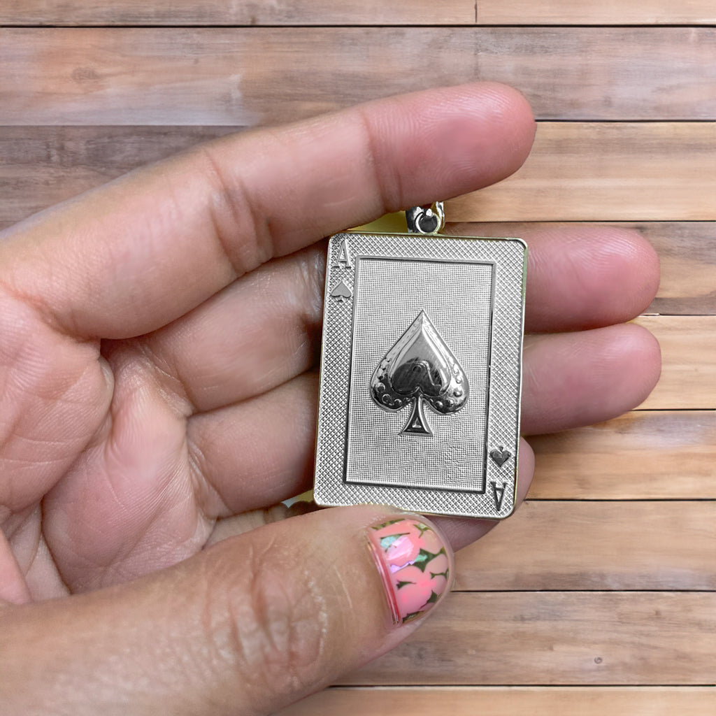 Sterling Silver Ace of Spades Poker Card Pendant